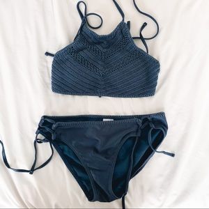 Xhilaration Blue Halter Top Bathing Suit